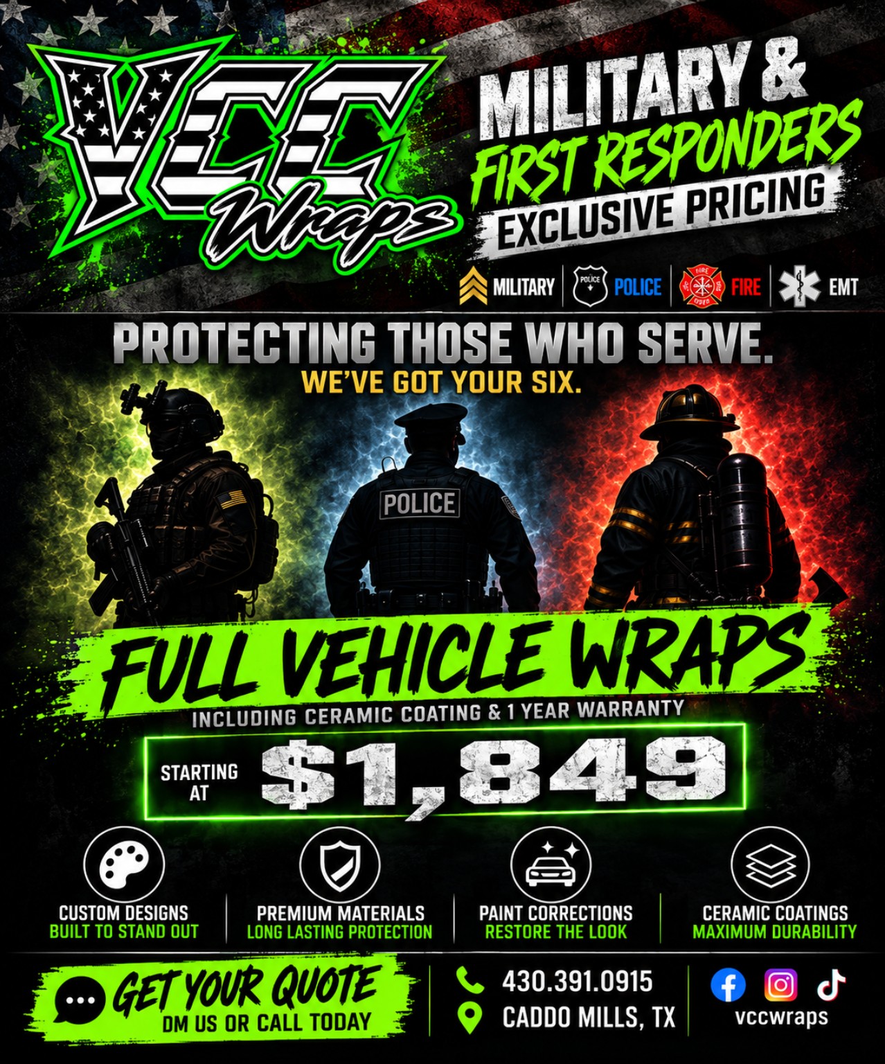 Military and First Responder exclusive pricing advertisement